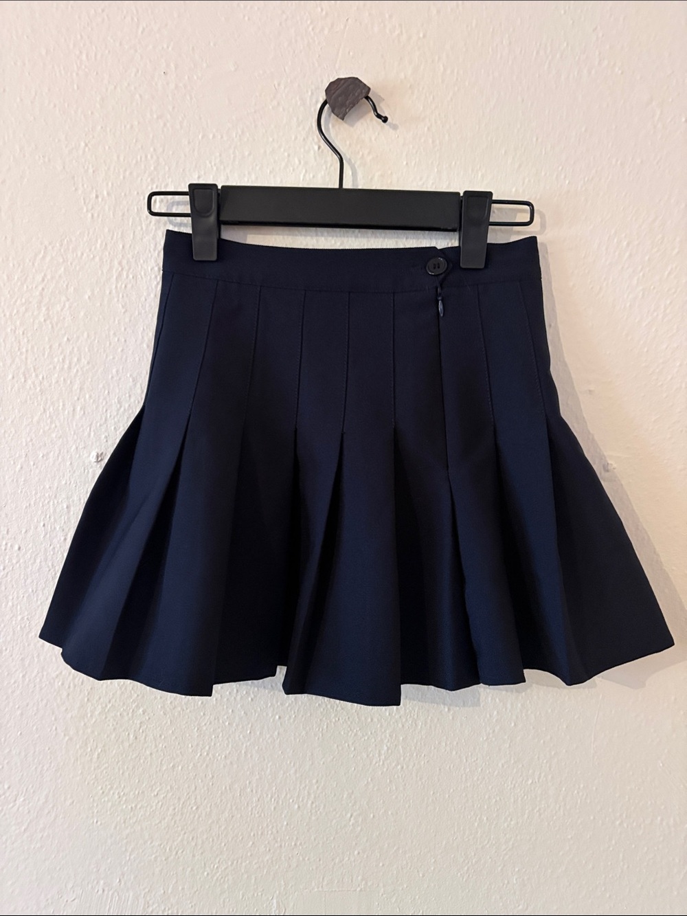American Apparel Navy Pleated Skater Mini Skirt